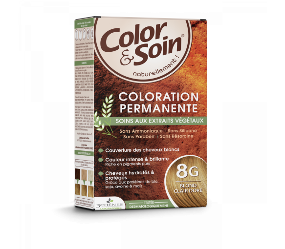 Farbe & Pflege permanente Haarfarbe Hellgoldblond 8G Les 3 Chênes - 1 Set