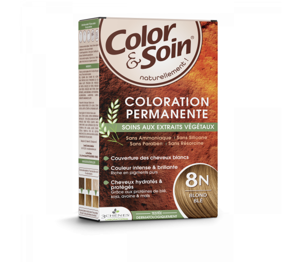 Farbe & Pflege permanente Haarfarbe Weizenblond 8N Les 3 Chênes - 1 Set