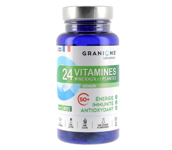 24 Vitamine Mineralien und Pflanzen Senior Granions - Packung mit 90 Tabletten