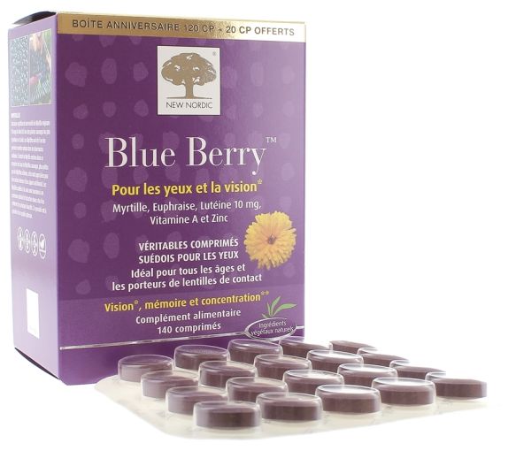 Blue Berry für die Augen und das Sehen New Nordic - Packung mit 140 Tabletten (davon 20 gratis)