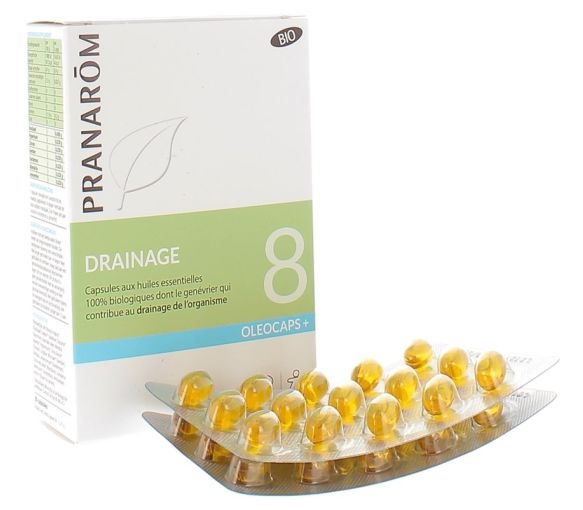 Oléocaps+ 8 Drainage Bio Pranarom - Packung mit 30 Kapseln