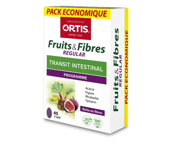 Darmtransit Früchte und Ballaststoffe regular Ortis - Packung mit 45 Tabletten