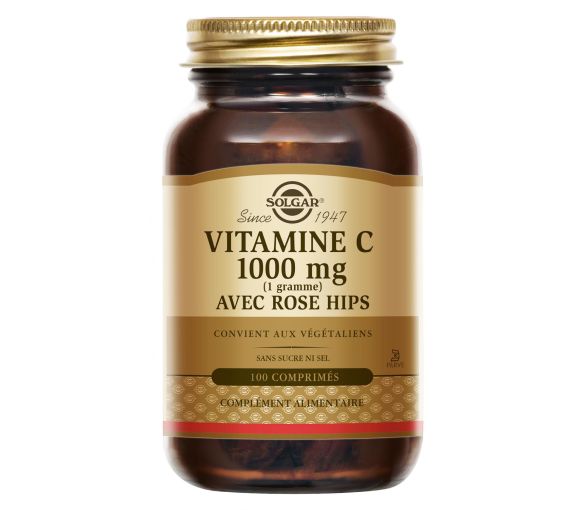 Vitamin C 1000mg mit Hagebutten Solgar - Packung mit 100 Tabletten - image 1