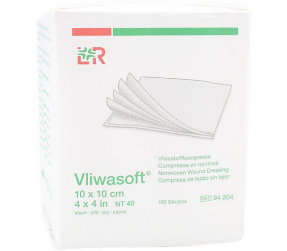 Nicht sterile Vliwasoft Vlieskompressen 10x10cm Velpeau Lohmann & Rauscher - Schachtel mit 100 Kompressen