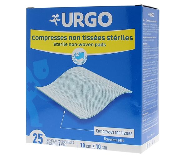 Urgo sterile Vlieskompressen - 25 Beutel mit 2 Kompressen 10 x 10 cm