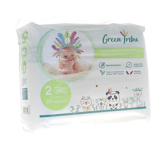 Ökologische Windeln Größe 2 (3-6 kg) Green Tribu - Packung mit 28 Windeln
