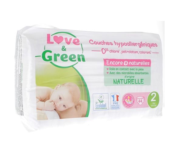 Hypoallergene Windeln Größe 2 Love & Green - Packung mit 44 Windeln