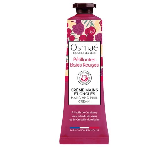 Hände- und Nagelcreme Sprudelnde rote Beeren Osmaé - Tube mit 30 ml