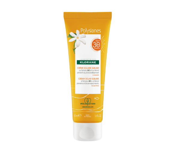 Sublimierende Sonnencreme mit Bio-Tamanu und Monoi für das Gesicht SPF 30 Klorane - 50 ml Tube - image 1