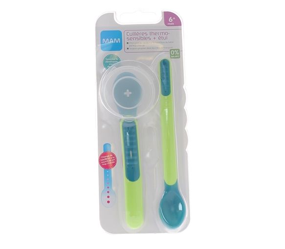 Thermosensitiver Löffel 6 Monate + Mam - 2 Löffel + Etui - image 1