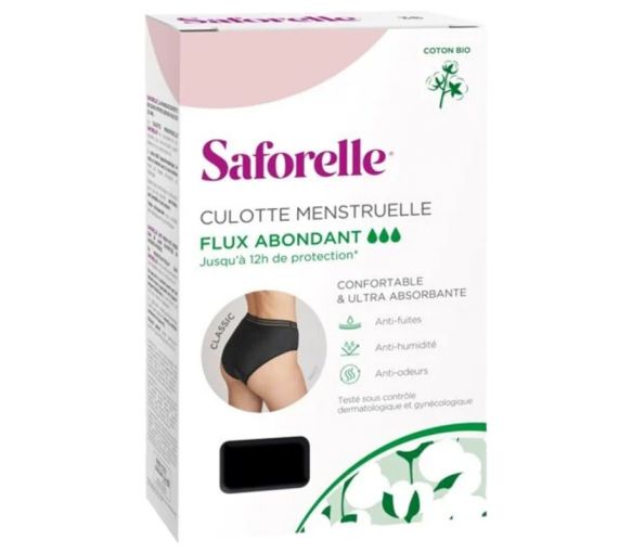 Menstruationsunterhose für starke Blutungen Größe 40 Saforelle - 1 schwarze Baumwollunterhose - image 1