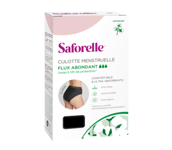Menstruationsunterhose für starke Periode Größe 38 Saforelle - 1 schwarze Baumwollunterhose - image 1