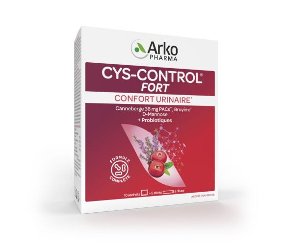 Cys-Control Fort Harnkomfort mit Mikrobiotika Arkopharma - Packung mit 10 Beuteln + 5 Sticks zum Verdünnen - image 1