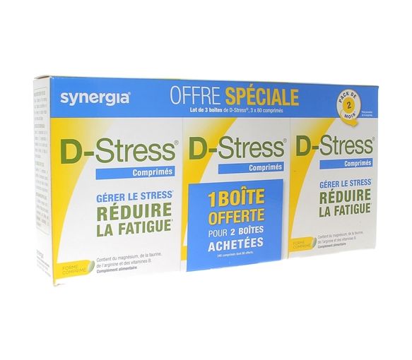 D-Stress Synergia - Sonderangebot für ein Set von 3 Schachteln mit 80 Tabletten (1 Schachtel gratis)