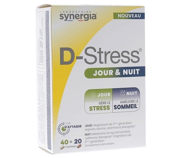 D-Stress Tag und Nacht Synergia - Packung mit 60 Tabletten - image 1