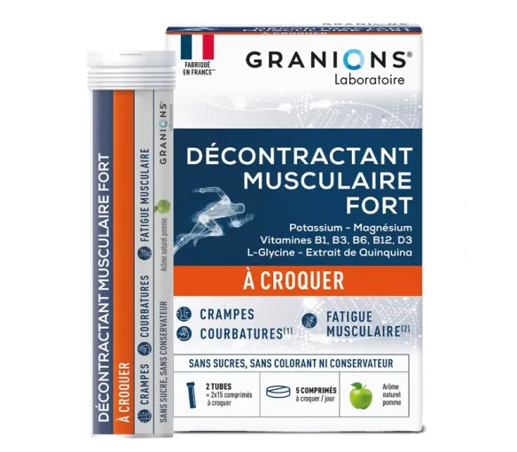 Starkes Muskelrelaxans Granions - Packung mit 2x15 Kautabletten