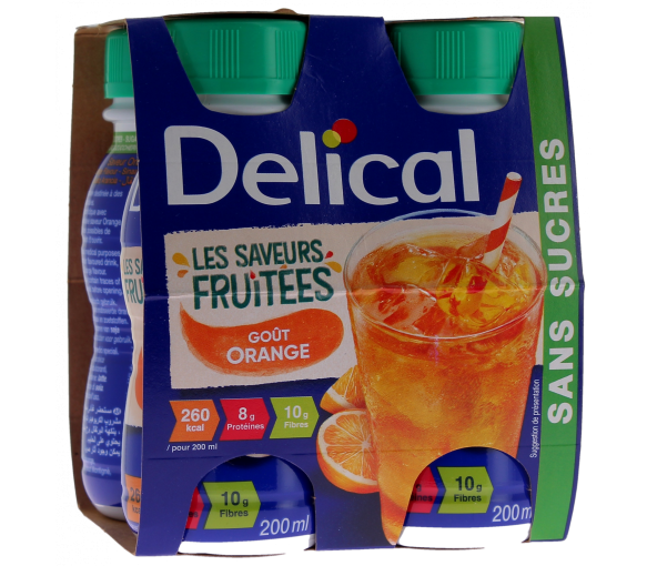 Delical Die fruchtigen Aromen Zuckersüßes Getränk mit Orangengeschmack - 4 Flaschen à 200 ml - image 1