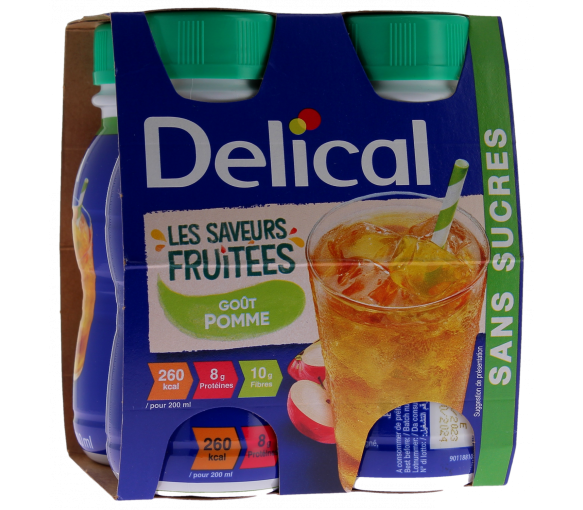 Delical Die fruchtigen Aromen Zuckerfreie Apfelgeschmack Getränk - 4 Flaschen à 200ml - image 1
