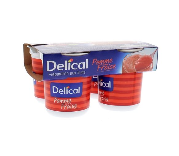 Nutra'pote Dessert mit Früchten Apfel Erdbeere Delical - 4er Pack mit 200g Bechern