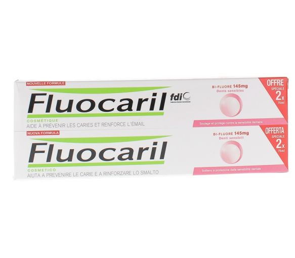 Fluocaril Bi-Fluorid Zahnpasta für empfindliche Zähne - 2er Pack mit 75 ml Tuben
