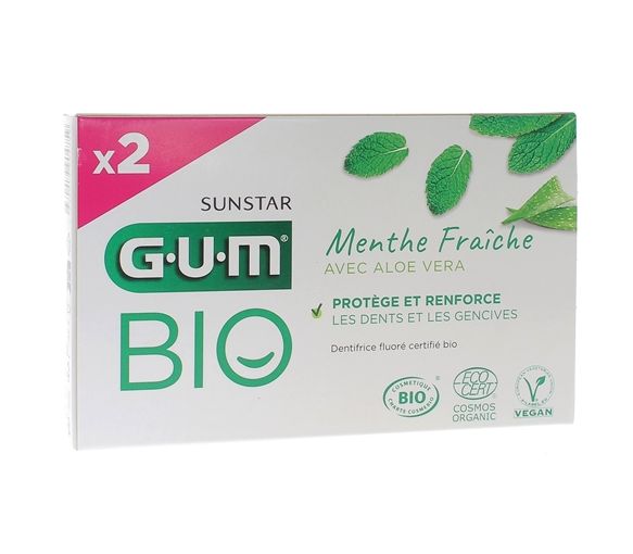 Bio-Zahnpasta mit frischer Minze und Aloe Vera Gum - 2er-Pack mit 75 ml Tuben