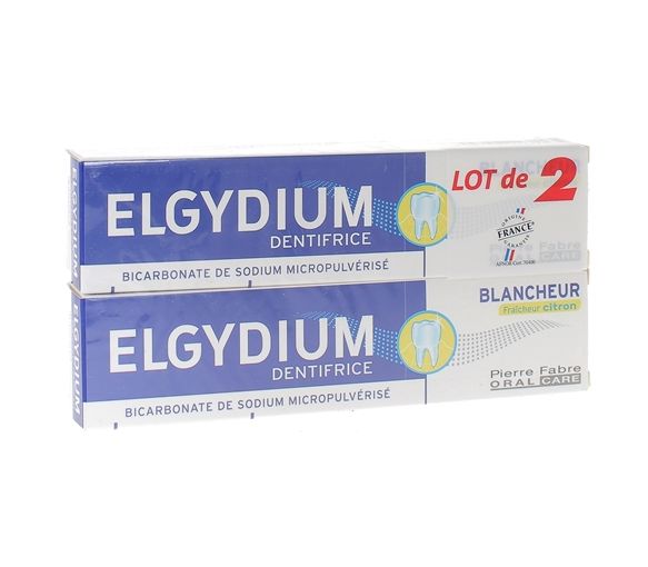 Zahnpasta für weiße Frische mit Zitrone Elgydium - 2er-Pack mit 75 ml Tuben