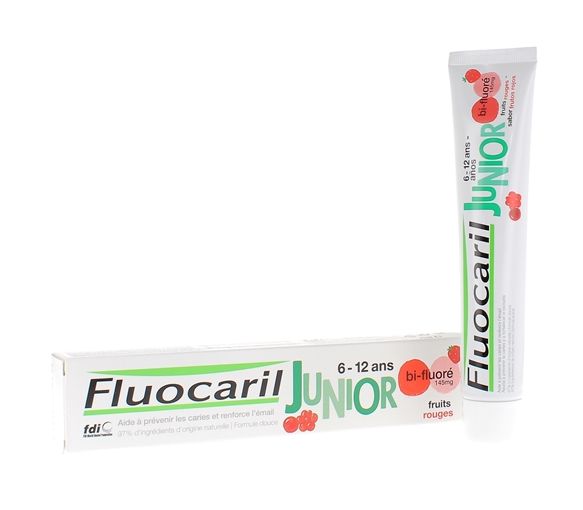 Junior-Zahnpasta für erste bleibende Zähne mit roten Früchten Fluocaril - Tube mit 75 ml