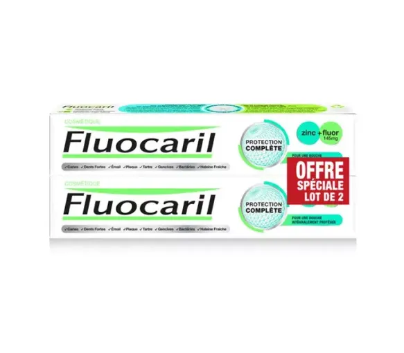 Zahnpasta vollständiger Schutz Zink+Fluor Fluocaril - 2er-Pack mit 75ml Tuben
