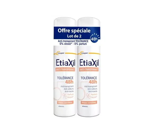Antitranspirant-Deodorant 48h Toleranz für empfindliche Haut Etiaxil - 2er Pack mit 150ml Sprays