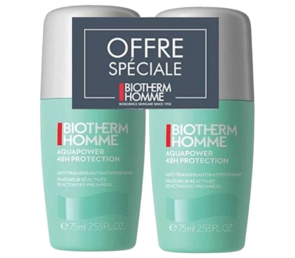 Aquapower 48h Schutz gegen Schwitzen für Männer von Biotherm - 2er-Pack mit 75ml Roll-ons - image 1