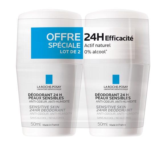 Physiologischer Deodorant 24h La Roche-Posay - 2er-Pack mit 50 ml Roll-ons