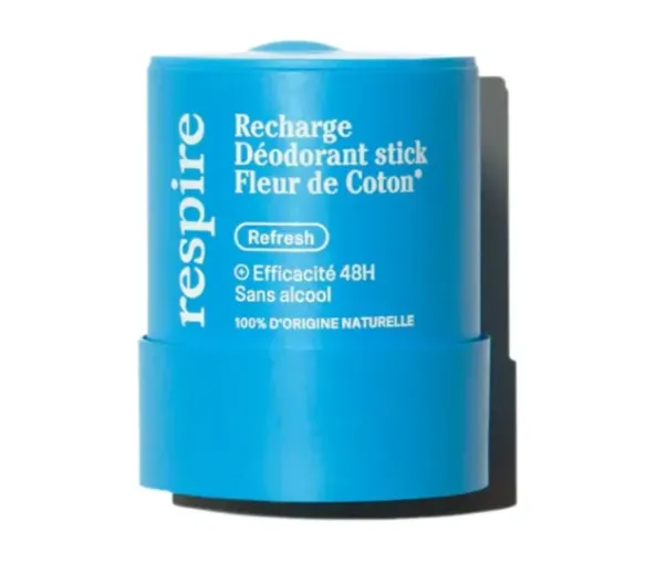 Effektives 48h Bio-Baumwollblüten Festdeodorant Respire - Nachfüllpackung 50g - image 1