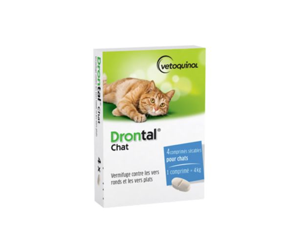 Drontal Katze Vetoquinol - Packung mit 4 teilbaren Tabletten
