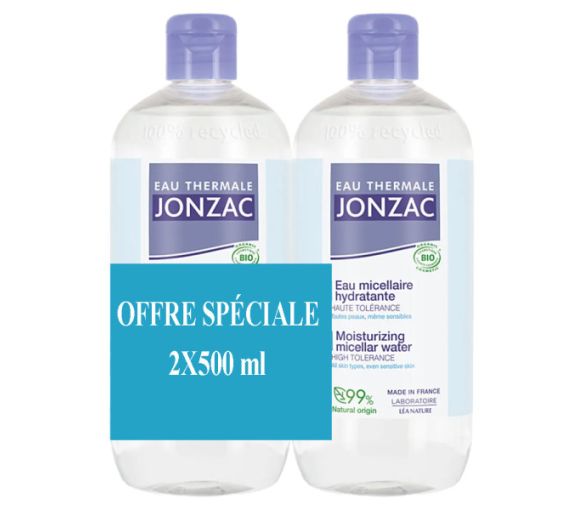 Hydratisches Mizellenwasser Eau Thermale Jonzac - 2er-Pack mit 500ml Flaschen