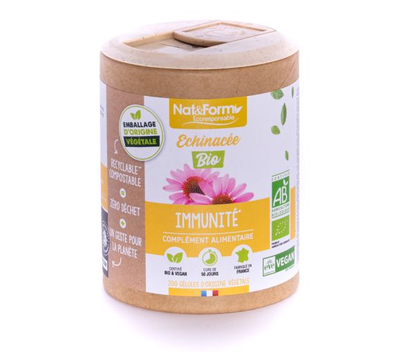 Echinacea Bio natürliche Abwehrkräfte Ecoresponsable Nat&Form - Box mit 200 Kapseln - image 1