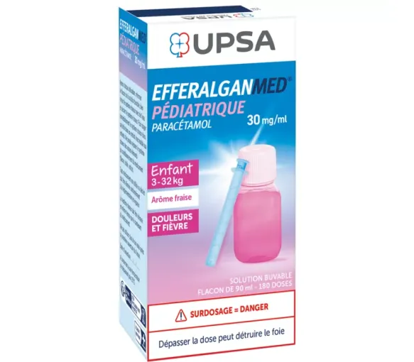 EfferalganMed pädiatrisch 30 mg/ml Erdbeergeschmack - Flasche mit 90 ml