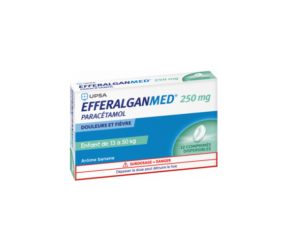 EfferalganMed 250 mg Kind Geschmack Banane - 12 dispersible Tabletten