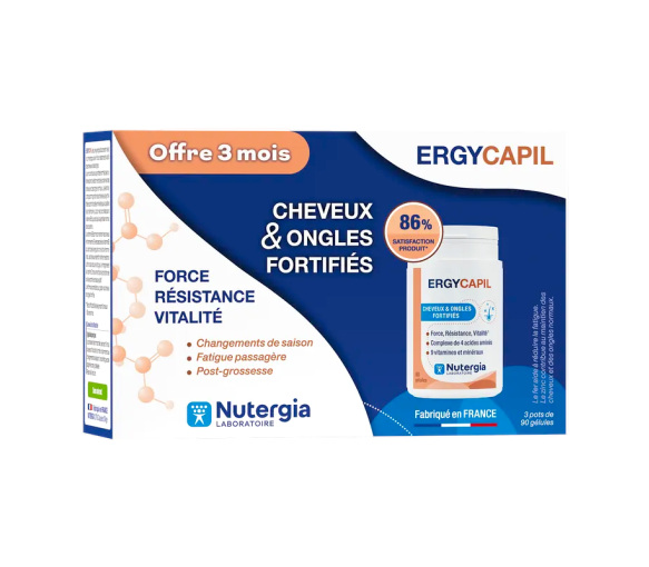 Ergycapil Haare & Nägel gestärkt Nutergia - 3 Töpfe mit 90 Kapseln - image 1