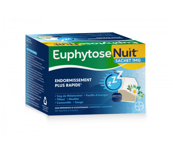 Euphytose Nacht Schlaf Melatonin und Orangenblatt 20 Teebeutel zum Aufbrühen - image 1