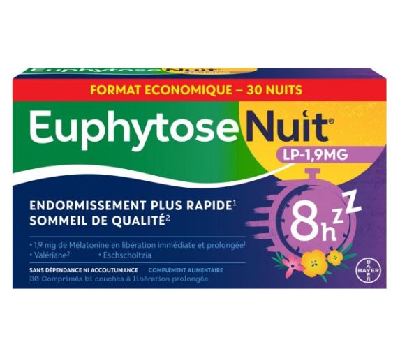 EuphytoseNuit® LP 1,9 mg Melatonin 30 Tabletten mit verlängerter Freisetzung - Packung mit 24,8 g - image 1