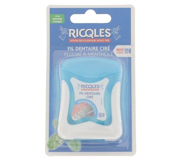 Fluoridierter & mentholhaltiger Ricqles Zahnseide - 60 m Rolle