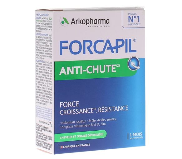 Forcapil Anti-Haarausfall für Haare und Nägel Arkopharma - Packung mit 30 Tabletten