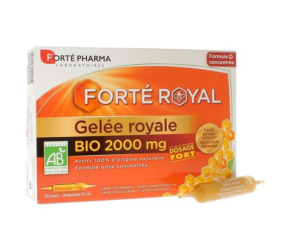 Forté Royal Gelee Royale Bio 2000mg hohe Dosierung Forté Pharma - Packung mit 20 Ampullen