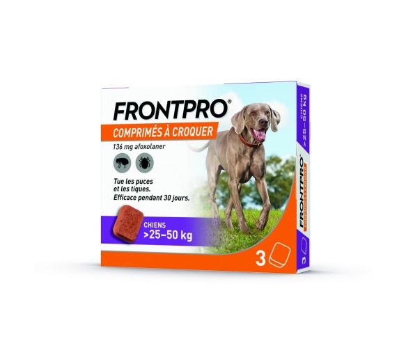 Frontpro Tabletten gegen Flöhe für Hunde >25-50kg - Packung mit 3 Kautabletten - image 1
