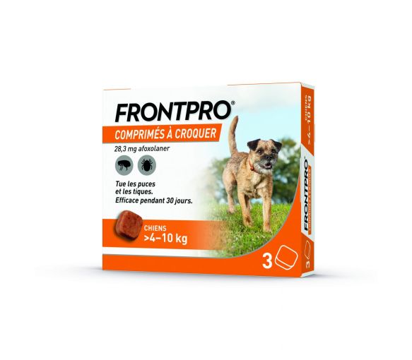 Frontpro Tabletten gegen Flöhe für Hunde >4-10kg - Packung mit 3 Kautabletten - image 1