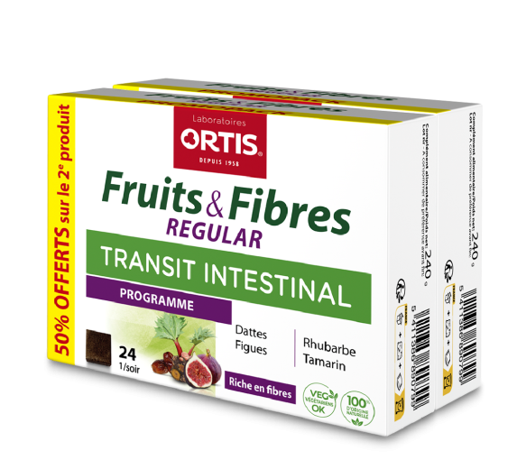 Früchte & Ballaststoffe Regelmäßiger Darmtransit Ortis - 2er-Pack mit 24 Würfeln