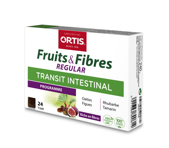 Fruits & Fibres Regelmäßiger Darmtransit Ortis - Schachtel mit 24 Würfeln