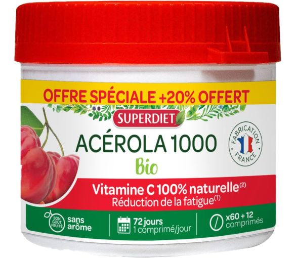 Acerola 1000 Bio Super Diet - 60 Tabletten + 12 Tabletten geschenkt - image 1