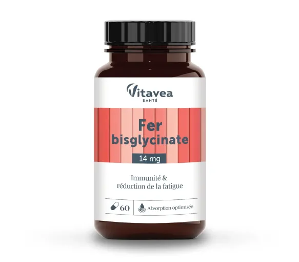 Eisenbisglycinat zur Verringerung von Müdigkeit und Unterstützung des Immunsystems Vitavea - Dose mit 60 Kapseln