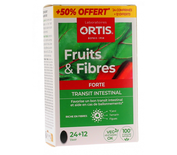 Fruits & Fibres Forte Darmtransit Ortis - Packung mit 36 Tabletten